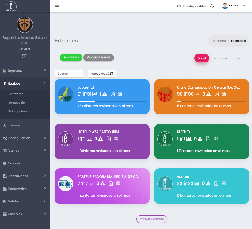 Administración de clientes y dashboard visual e intuitivo